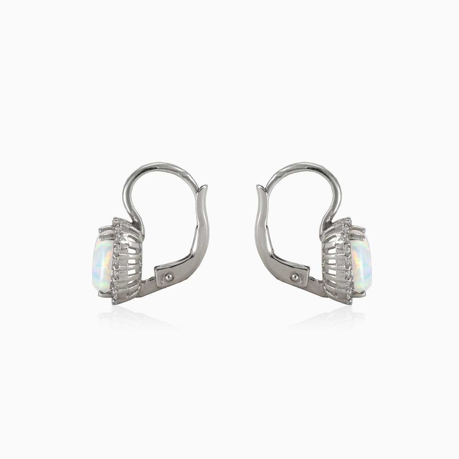 Woman Monte Cristo | Rectangle White Opal Earrings