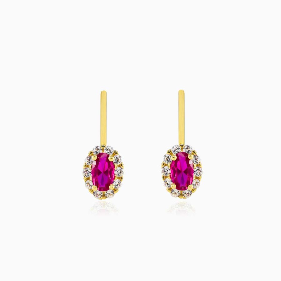 Woman Monte Cristo | Oval Rubellite Gold Earrings