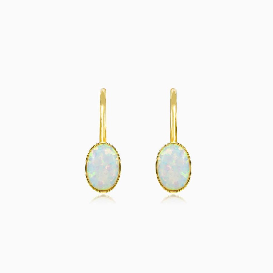 Woman Monte Cristo | Simple White Opal Gold Earrings