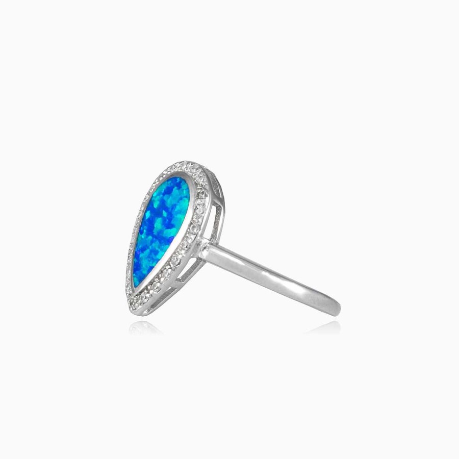 Woman Monte Cristo | Teardrop Blue Opal Ring