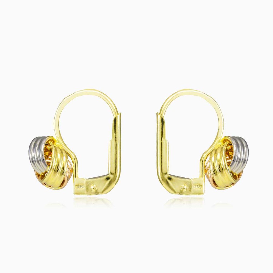 Woman Monte Cristo | Knotted Drop Three Gold Earrings