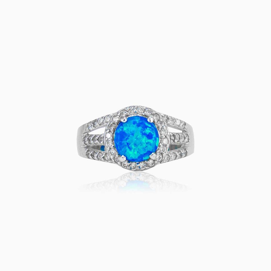 Woman Monte Cristo | Royal Secure Round Blue Opal Ring