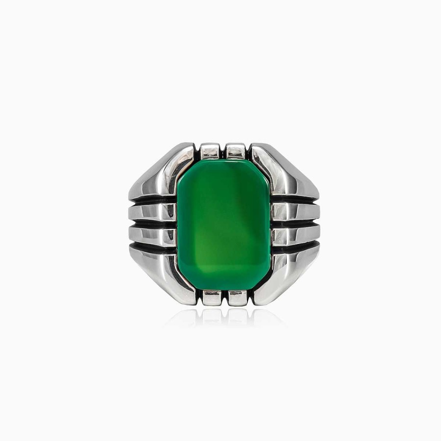 Man Monte Cristo | Rectangle Retro Jade Ring