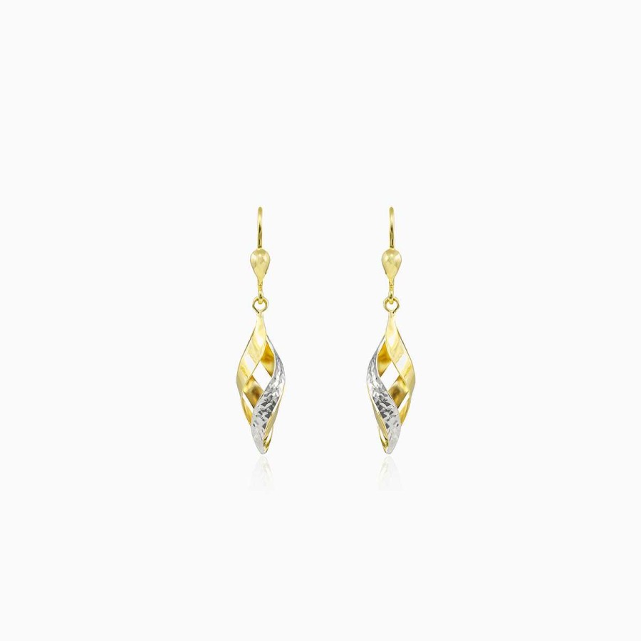 Woman Monte Cristo | Dangling Spiral Two-Tone Gold Earrings