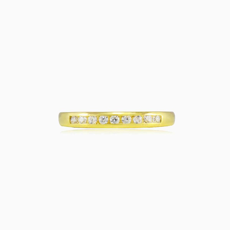 Woman Monte Cristo | Thin Channel-Set Crystal Gold Band