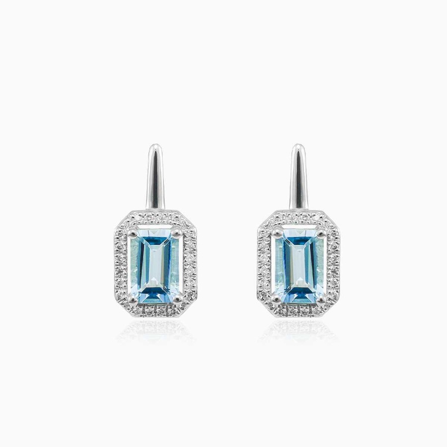 Woman Monte Cristo | Rectangle Aquamarine Gold Diamond Earrings