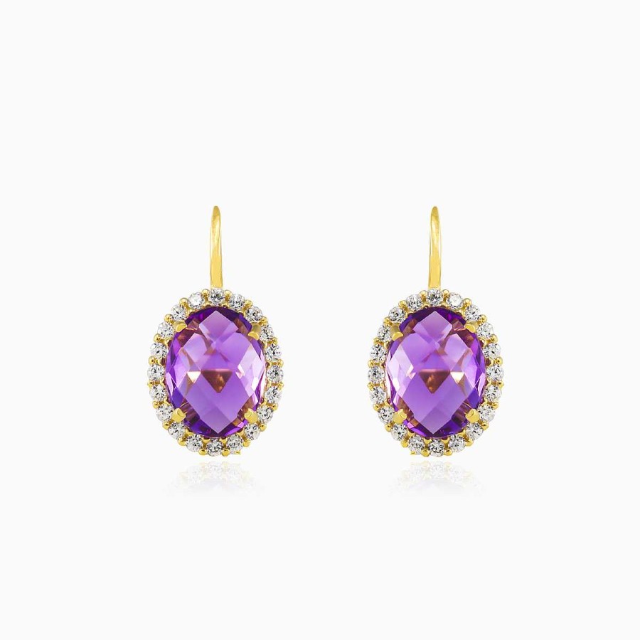 Woman Monte Cristo | Oval-Cut Amethyst Gold Earrings