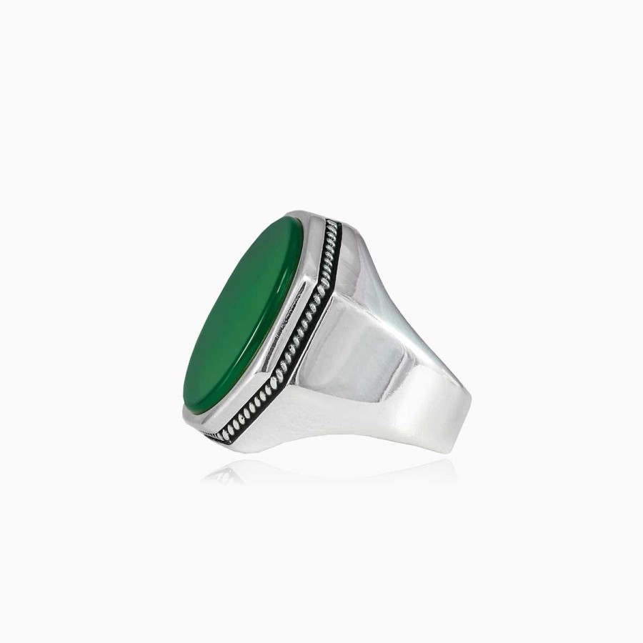 Man Monte Cristo | Flat Octagonal Jade Ring