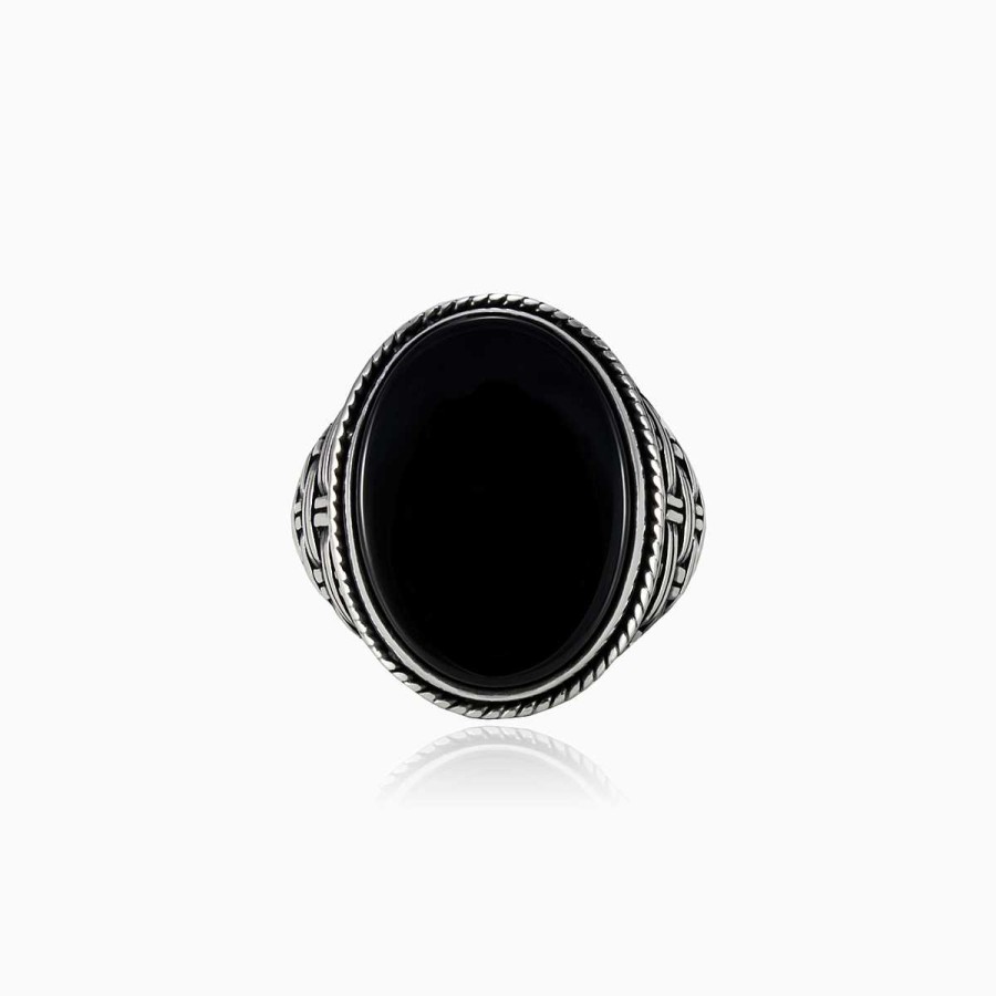 Man Monte Cristo | Threaded Oval Onyx Ring