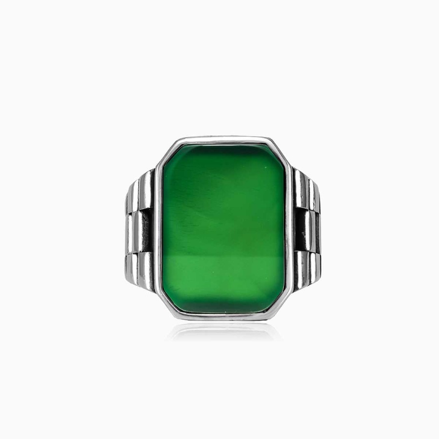 Man Monte Cristo | Flat Emerald Jade Ring