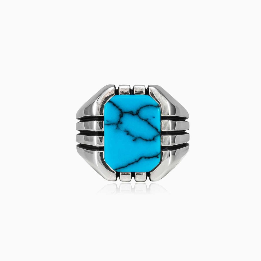 Man Monte Cristo | Rectangle Retro Turquoise Ring