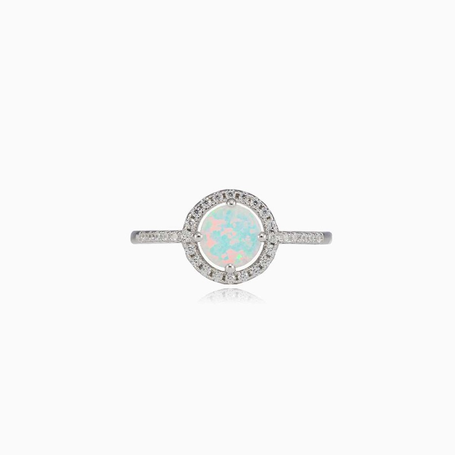 Woman Monte Cristo | Tiny Round Royal White Opal Ring