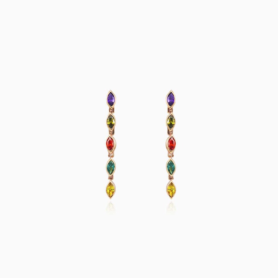 Woman Monte Cristo | Mosaico Dangling Marquise Gold Earrings