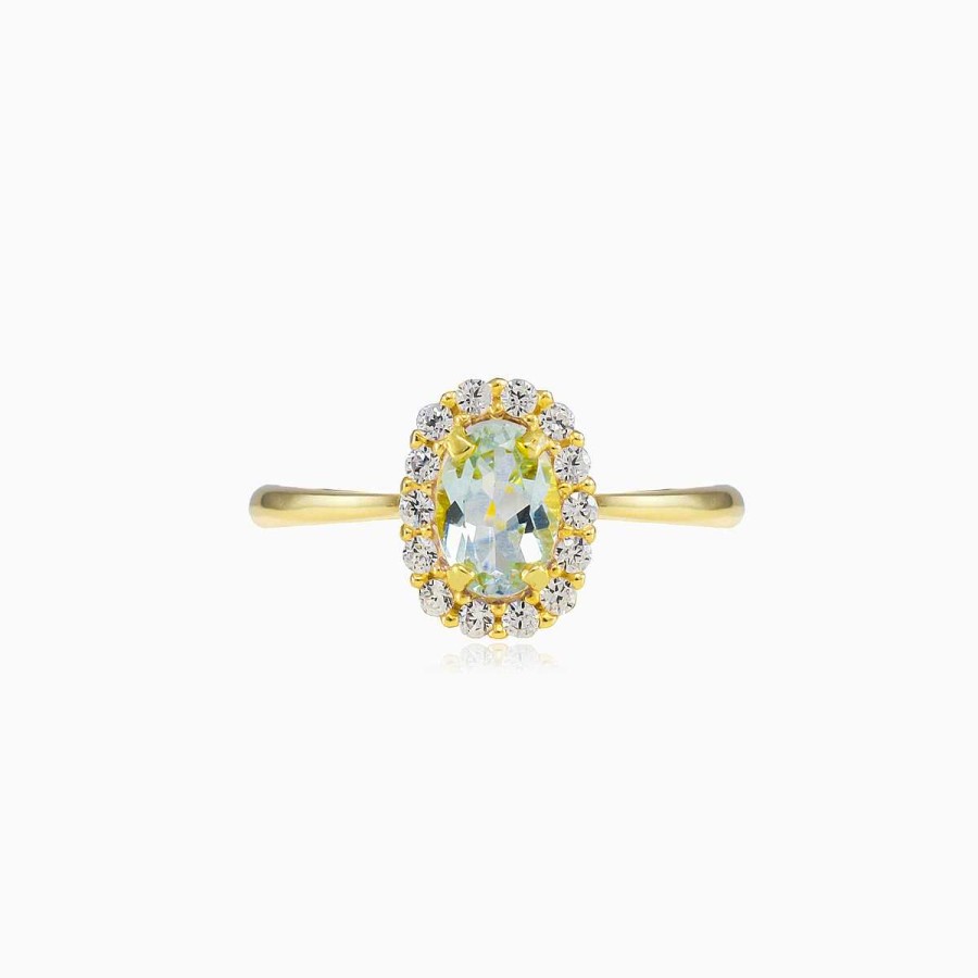 Woman Monte Cristo | Oval Topaz Halo Gold Ring