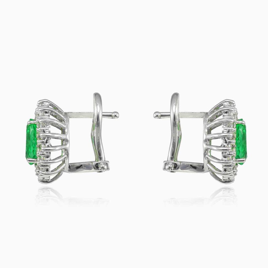 Woman Monte Cristo | Royal Emerald White Gold Earrings