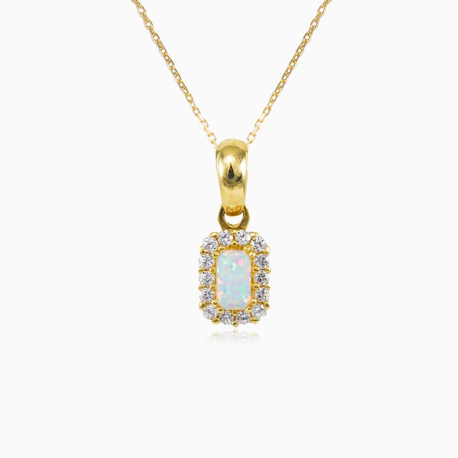 Woman Monte Cristo | Rectangle Opal Halo Pendant