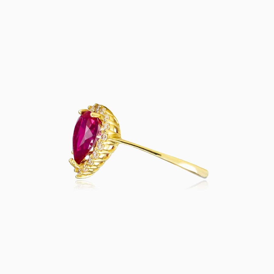 Woman Monte Cristo | Pear Rubellite Yellow Gold Ring