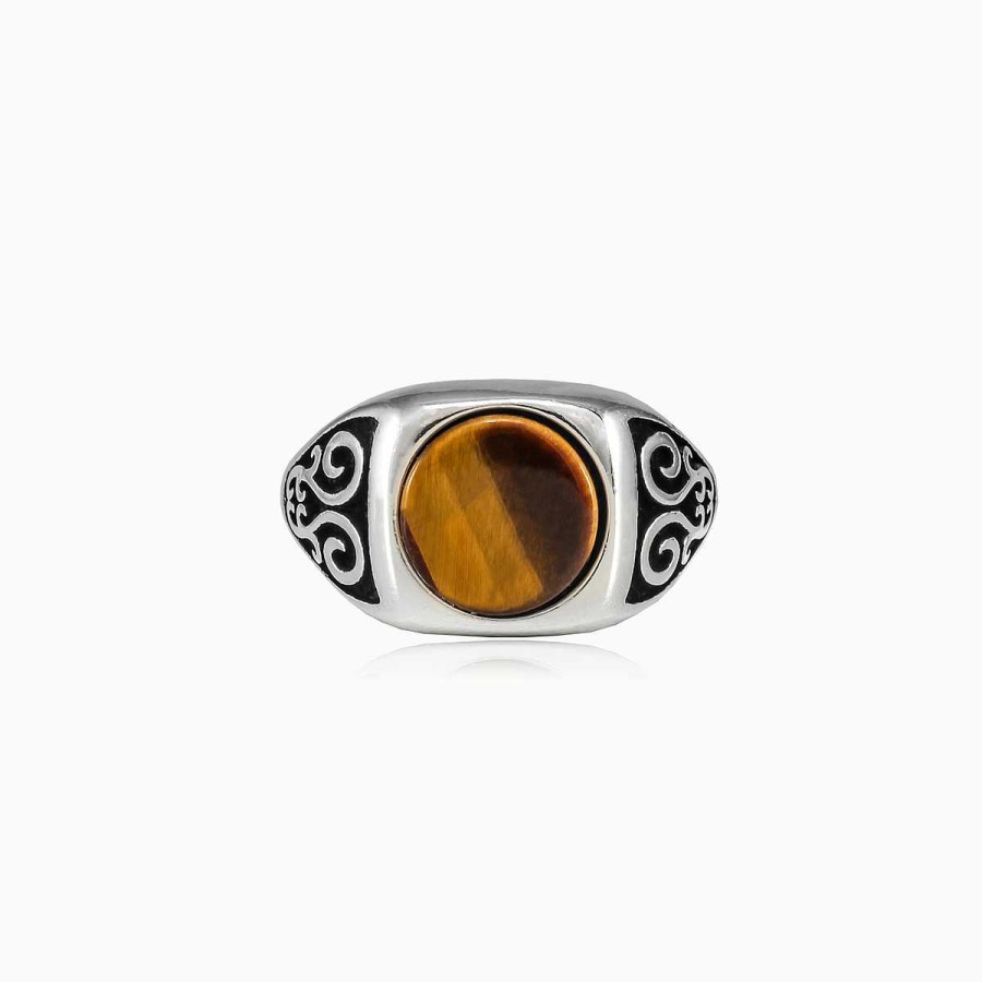 Man Monte Cristo | Round Tiger Eye Ring