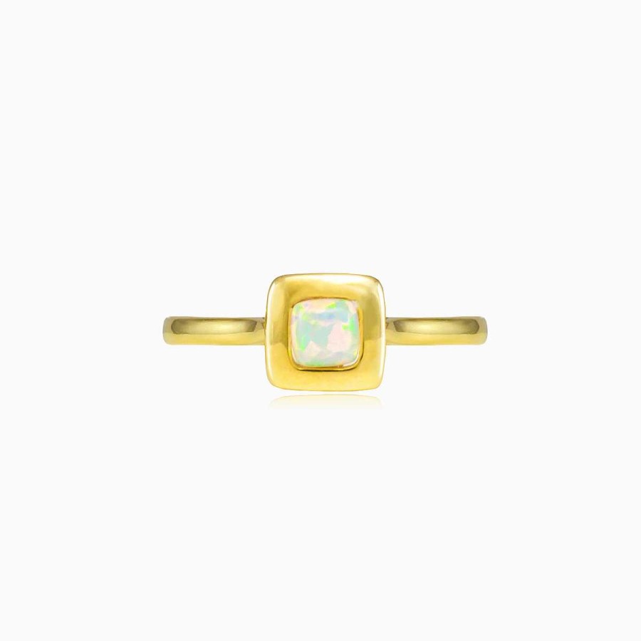 Woman Monte Cristo | Square White Opal Gold Ring