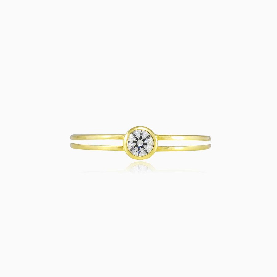 Woman Monte Cristo | Double Rows Yellow Gold Bezel Ring