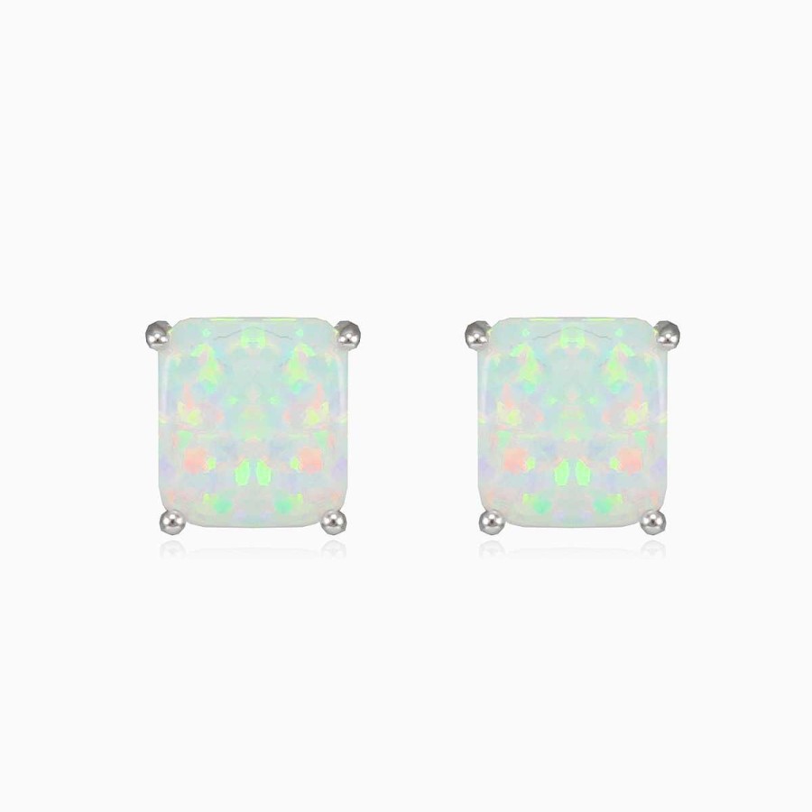 Woman Monte Cristo | Square White Opal Studs