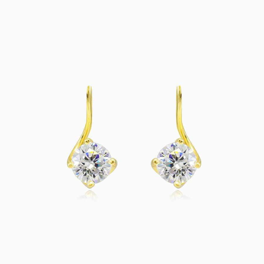 Woman Monte Cristo | Twisted Solitaire Gold Drop Earrings