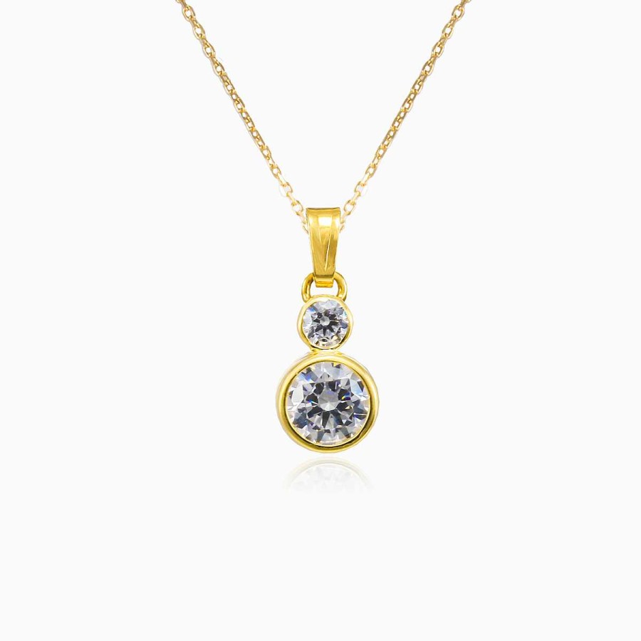 Woman Monte Cristo | Bezel Crystals Gold Pendant