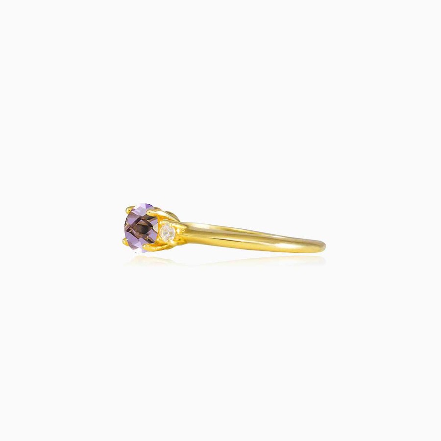 Woman Monte Cristo | Oval Briolette Amethyst Gold Ring