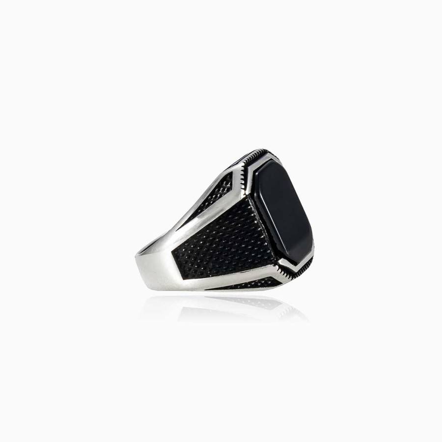 Man Monte Cristo | Oxidized Onyx Ring