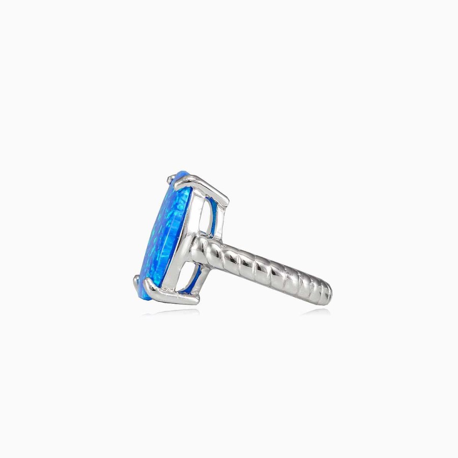 Woman Monte Cristo | Twisted Square Blue Opal Ring