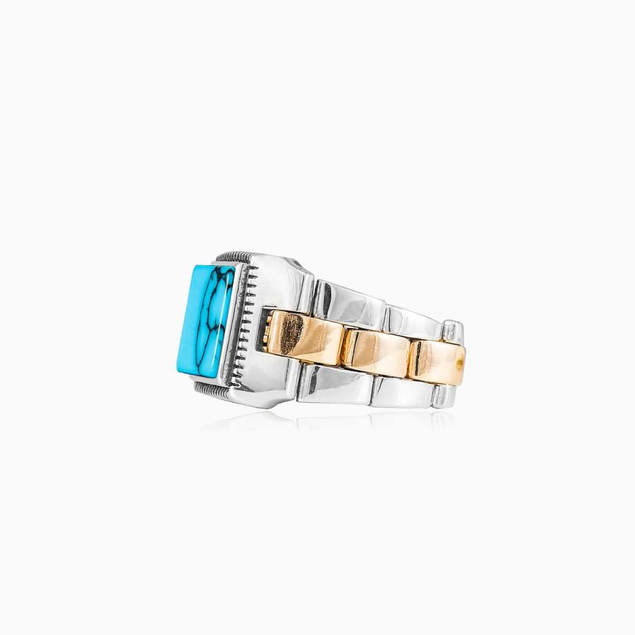 Man Monte Cristo | Square Turquoise Oyster Strap Ring