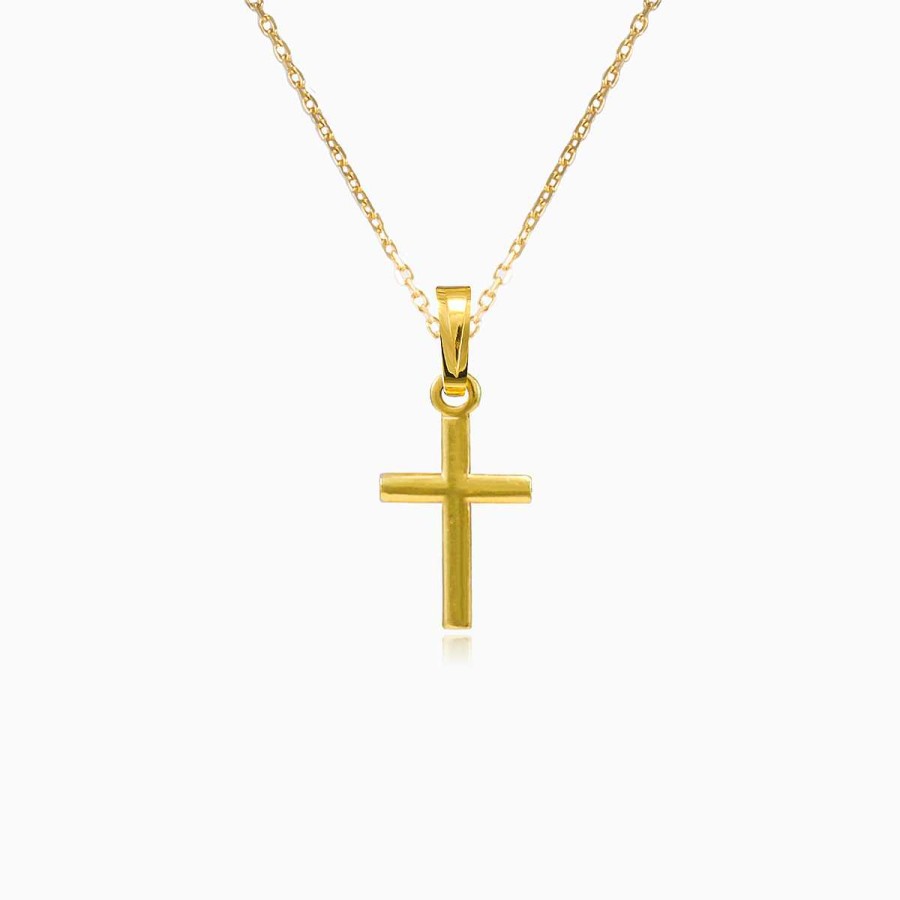 Woman Monte Cristo | Simple Yellow Gold Cross Pendant