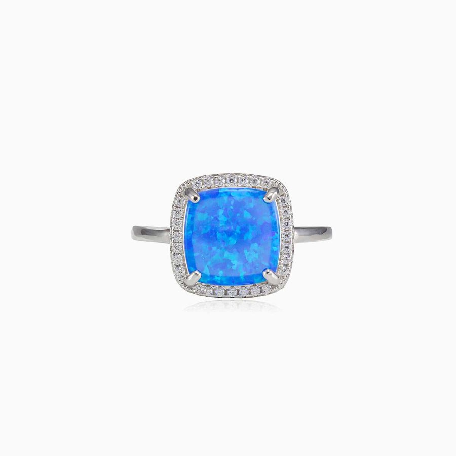 Woman Monte Cristo | Square Royal Blue Opal Ring