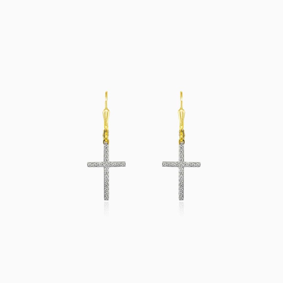 Woman Monte Cristo | Dangling Cross Diamond Earrings