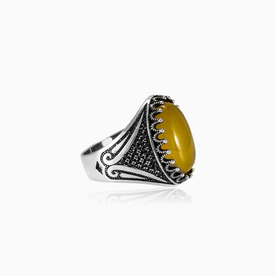 Man Monte Cristo | Yellow Agate Ring