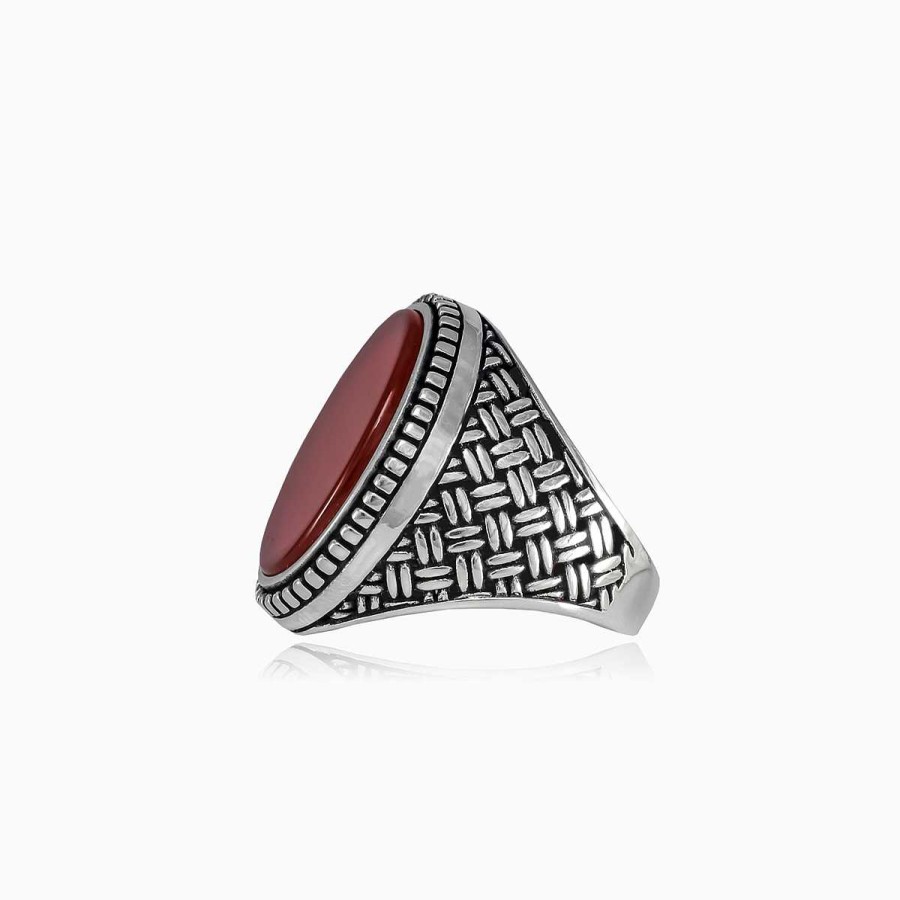 Man Monte Cristo | Braided Red Agate Ring