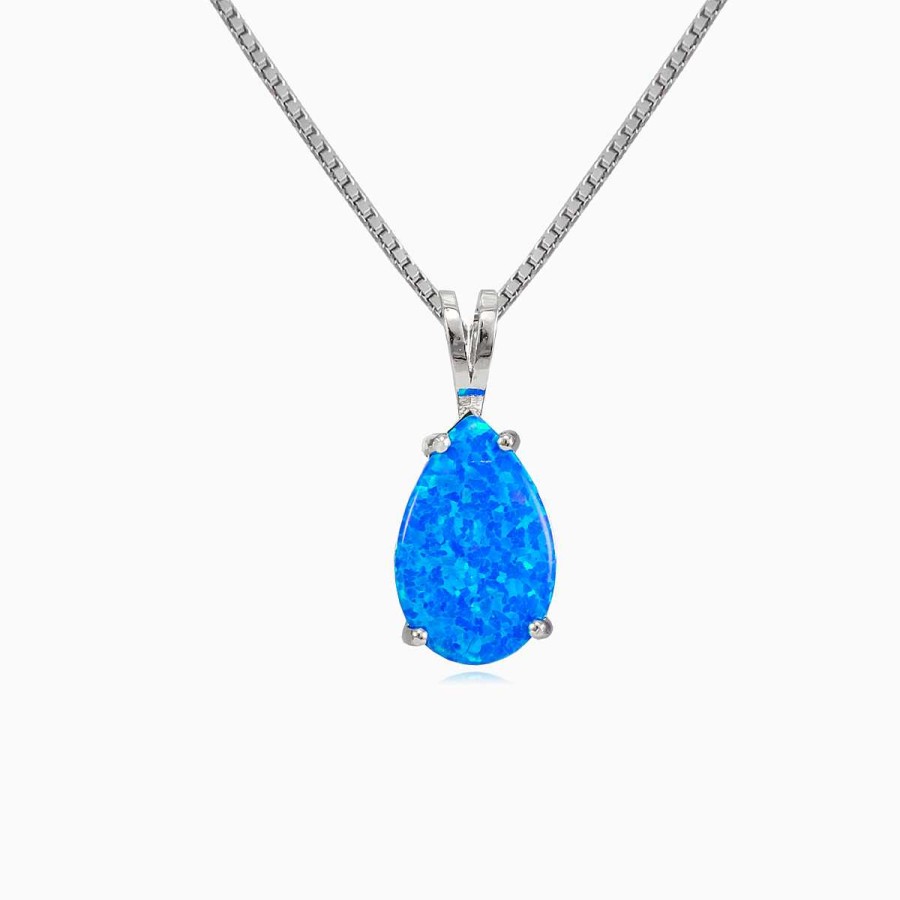 Woman Monte Cristo | Plain Pear Blue Opal Pendant