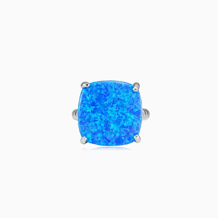 Woman Monte Cristo | Twisted Square Blue Opal Ring