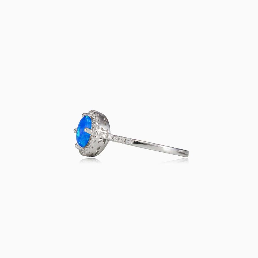 Woman Monte Cristo | Tiny Round Royal Blue Opal Ring