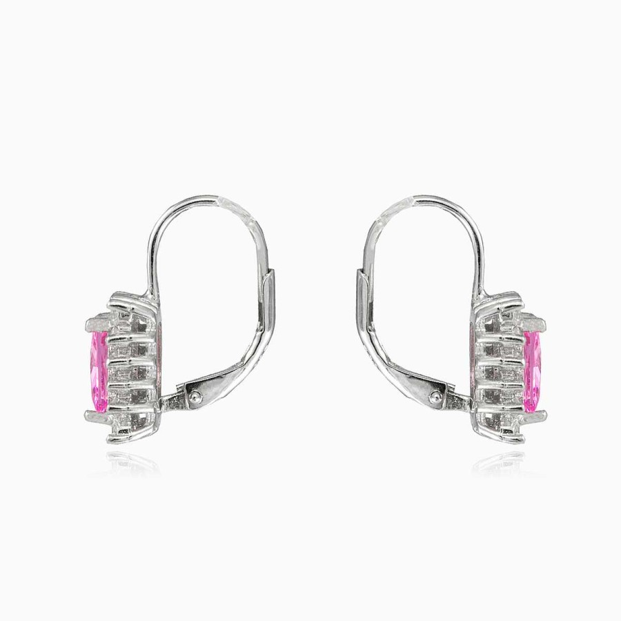 Woman Monte Cristo | Rectangle Rose Quartz Earrings