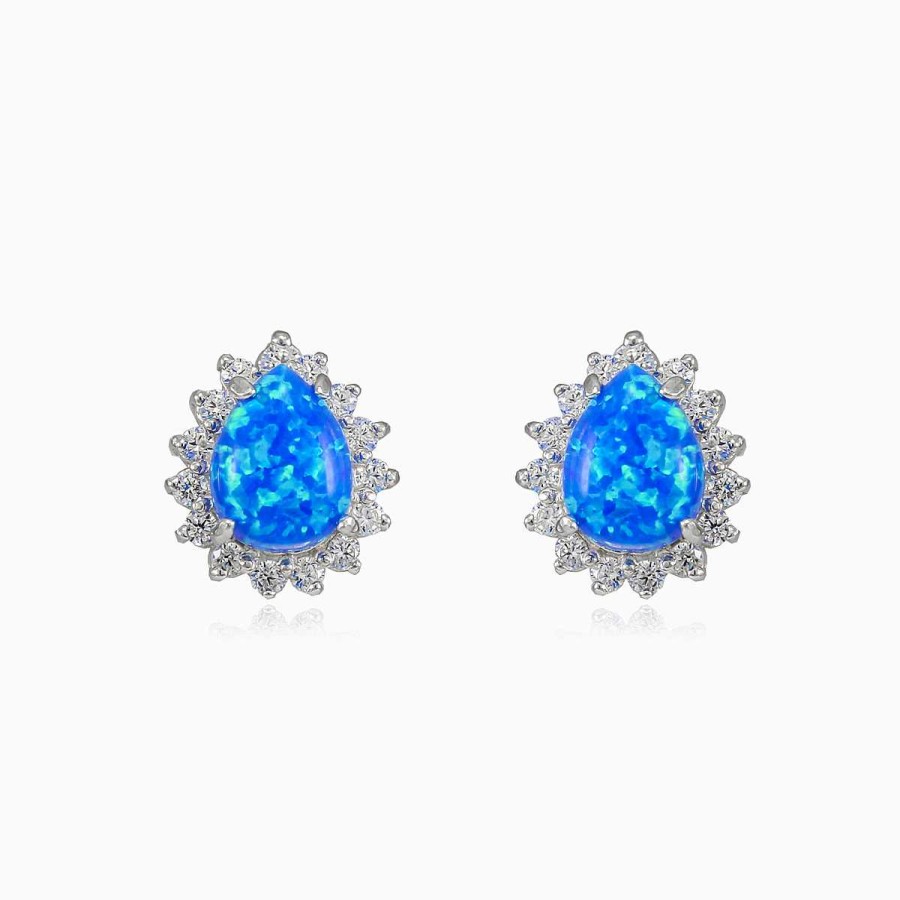 Woman Monte Cristo | Pear Blue Opal Earrings