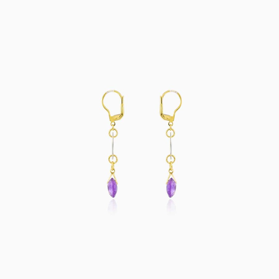 Woman Monte Cristo | Dangling Amethyst Gold Earrings