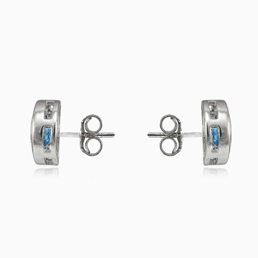 Woman Monte Cristo | Bezel Halo Topaz Stud Earrings