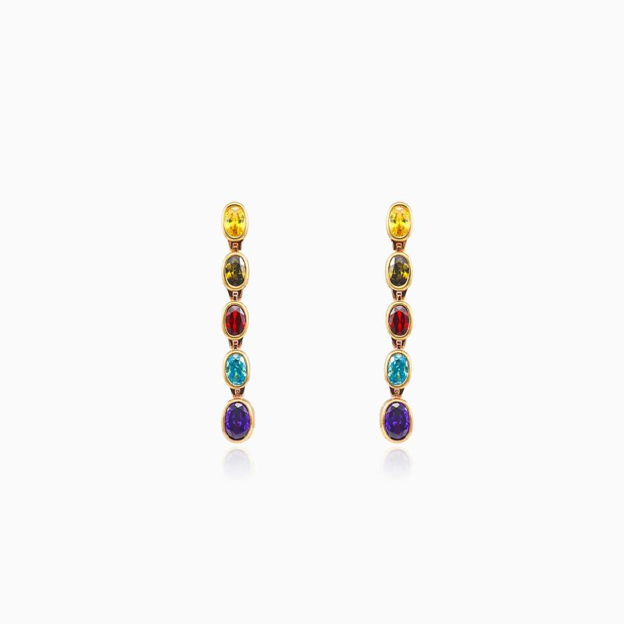 Woman Monte Cristo | Mosaico Dangling Oval Gold Earrings