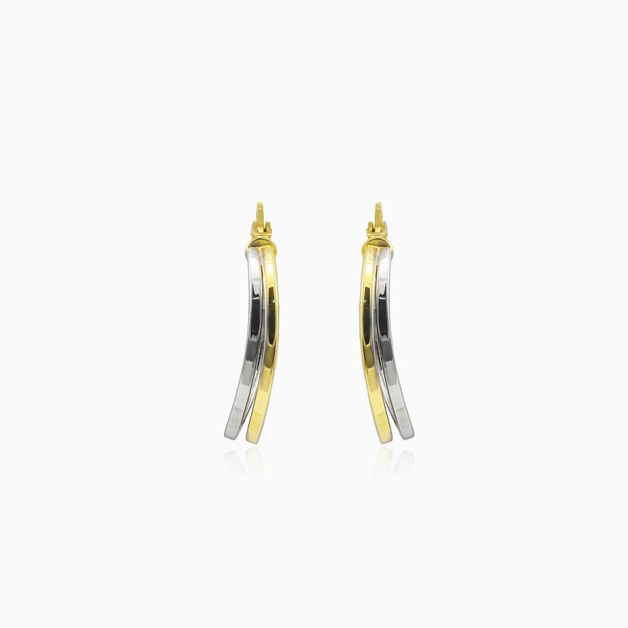 Woman Monte Cristo | Two-Tone Gold Hoop Earrings