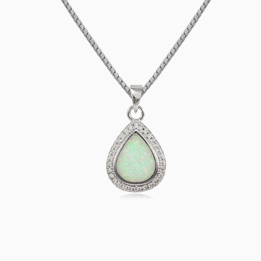 Woman Monte Cristo | Soft White Opal Tear Pendant