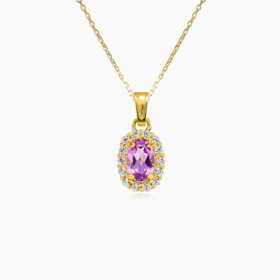 Woman Monte Cristo | Oval Amethyst Gold Pendant