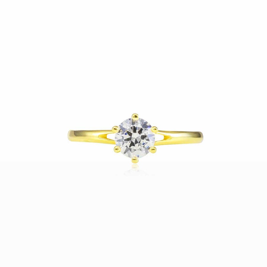 Woman Monte Cristo | Six Prong Gold Ring