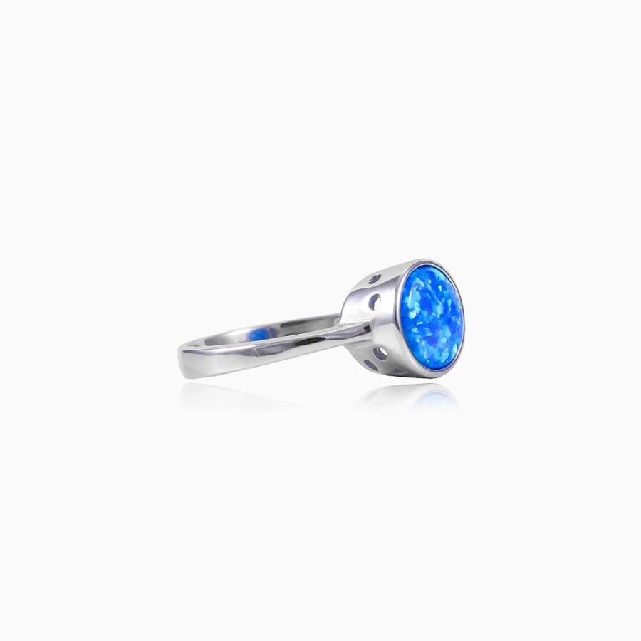 Woman Monte Cristo | Round Blue Opal Ring