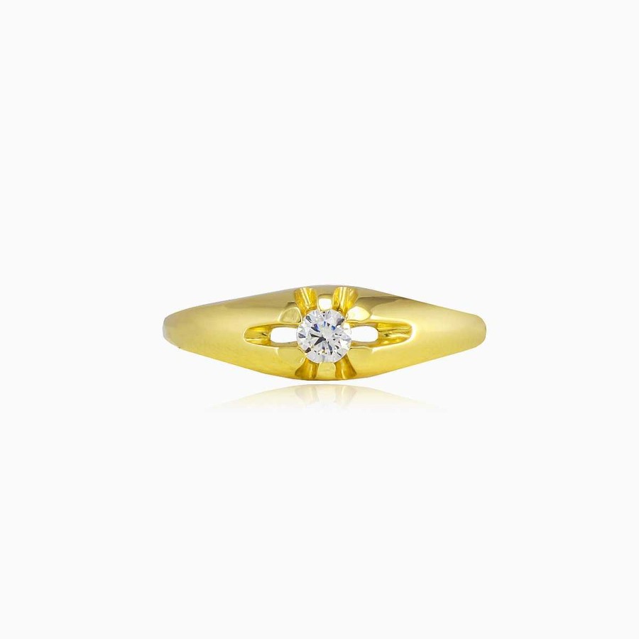 Woman Monte Cristo | Thin Levitating Crystal Gold Ring